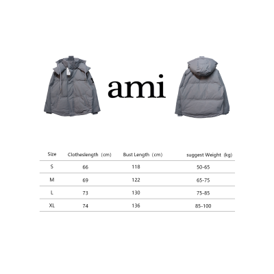AMI Paris 23FW Heart Shape Short Down Jacket Correct Version Grey 02