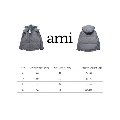 AMI Paris 23FW Heart Shape Short Down Jacket Correct Version Grey 02