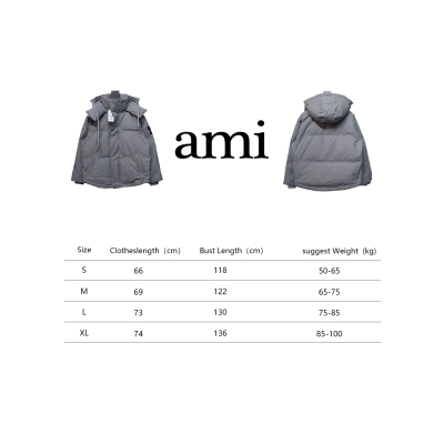 AMI Paris 23FW Heart Shape Short Down Jacket Correct Version Grey 02