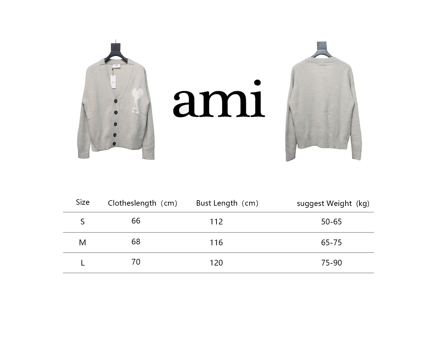 AMI Paris 24FW Cloud Mohair Cardigan Beige