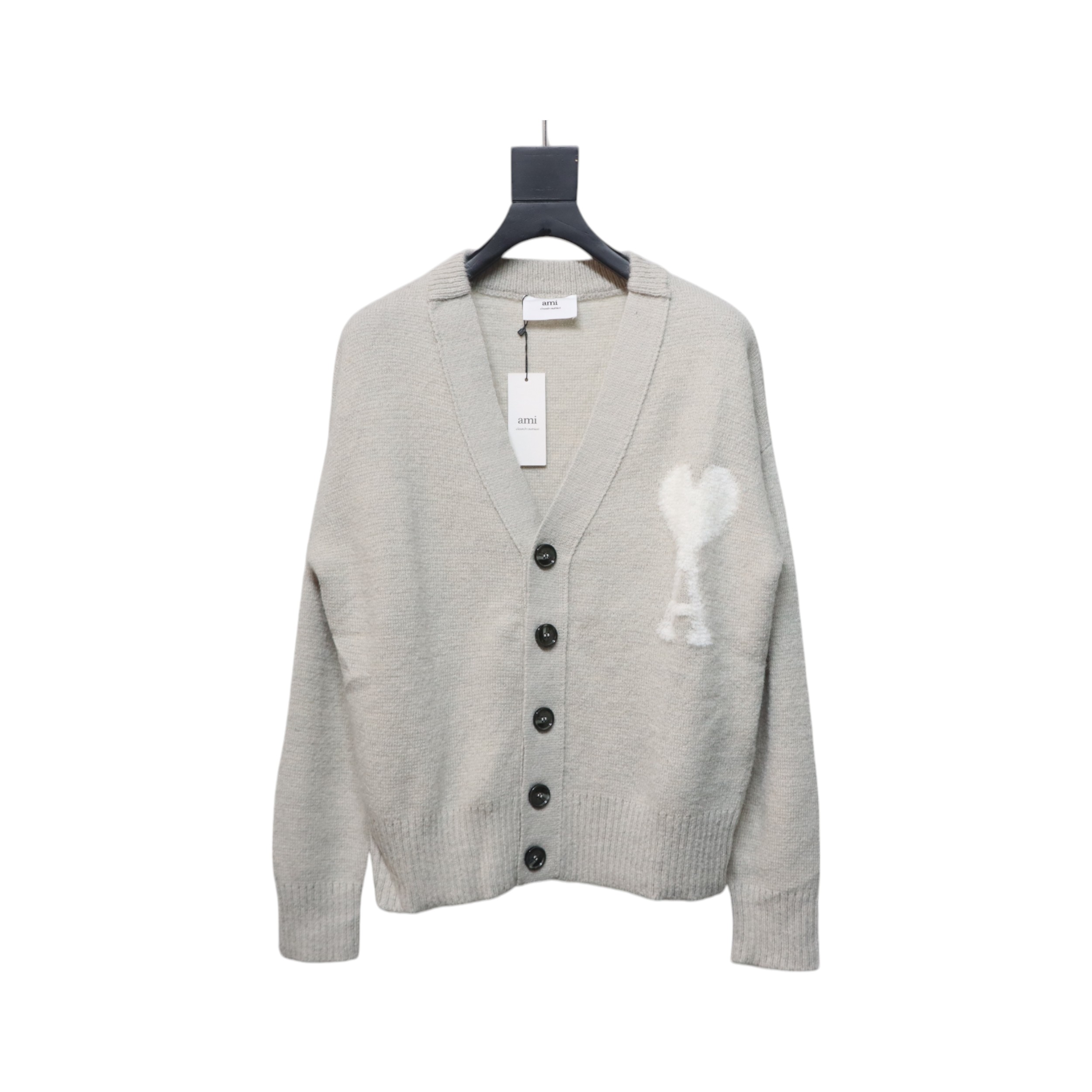 AMI Paris 24FW Cloud Mohair Cardigan Beige