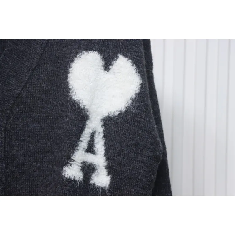 AMI Paris 24FW Cloud Mohair Cardigan Grey
