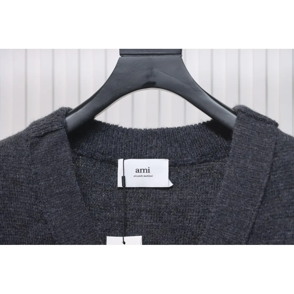 AMI Paris 24FW Cloud Mohair Cardigan Grey