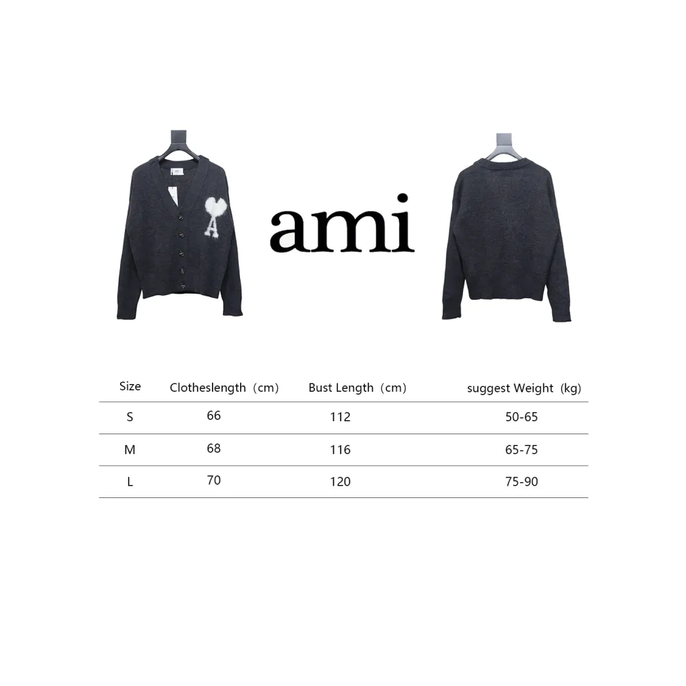 AMI Paris 24FW Cloud Mohair Cardigan Grey