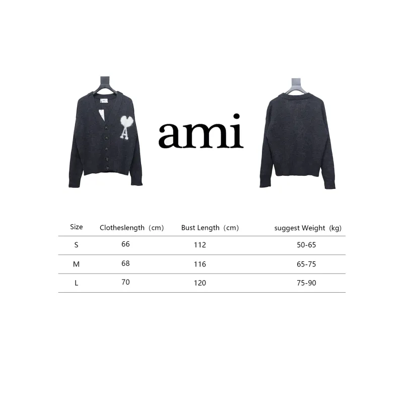 AMI Paris 24FW Cloud Mohair Cardigan Grey