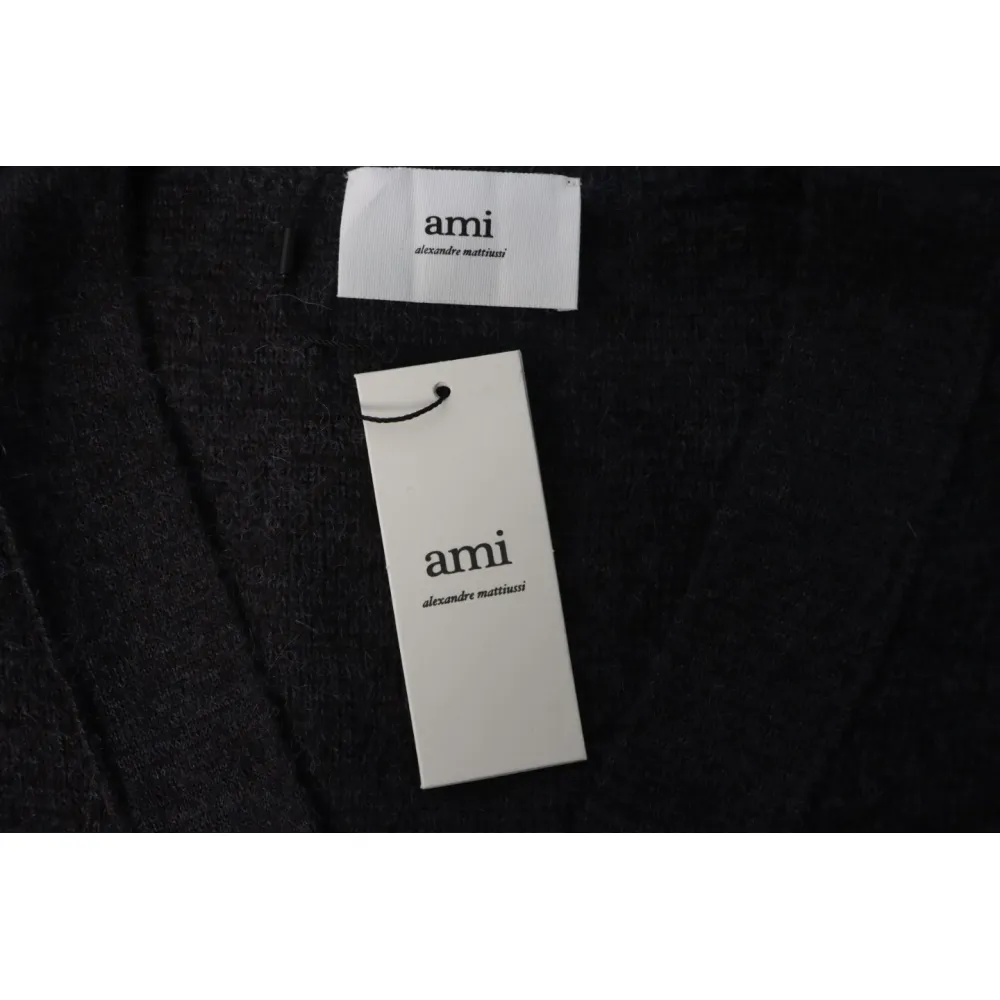 AMI Paris 24FW Cloud Mohair Cardigan Grey