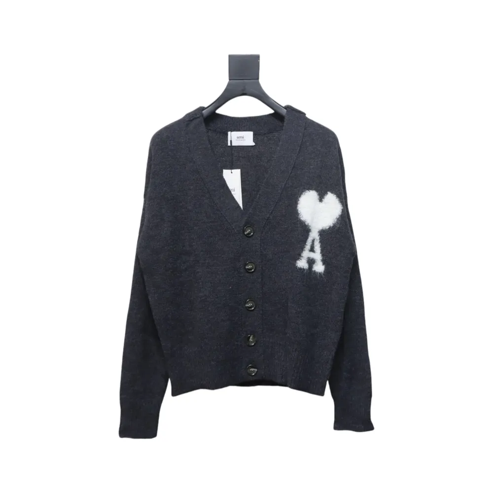 AMI Paris 24FW Cloud Mohair Cardigan Grey