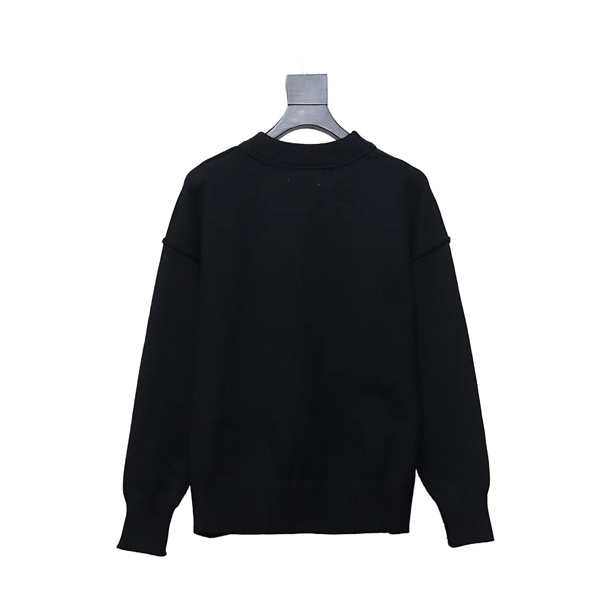 AMI Paris 24Fw Heart Shaped Crew Neck Sweater Black