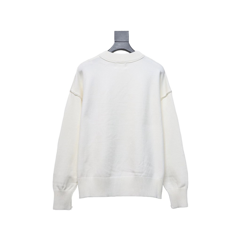 AMI Paris 24Fw Heart Shaped Crew Neck Sweater White