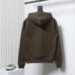 AMI Paris 24Fw Small Heart Logo Embroidered Hooded Jacket Dark Brown