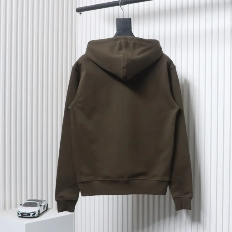 AMI Paris 24Fw Small Heart Logo Embroidered Hooded Jacket Dark Brown