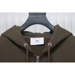 AMI Paris 24Fw Small Heart Logo Embroidered Hooded Jacket Dark Brown