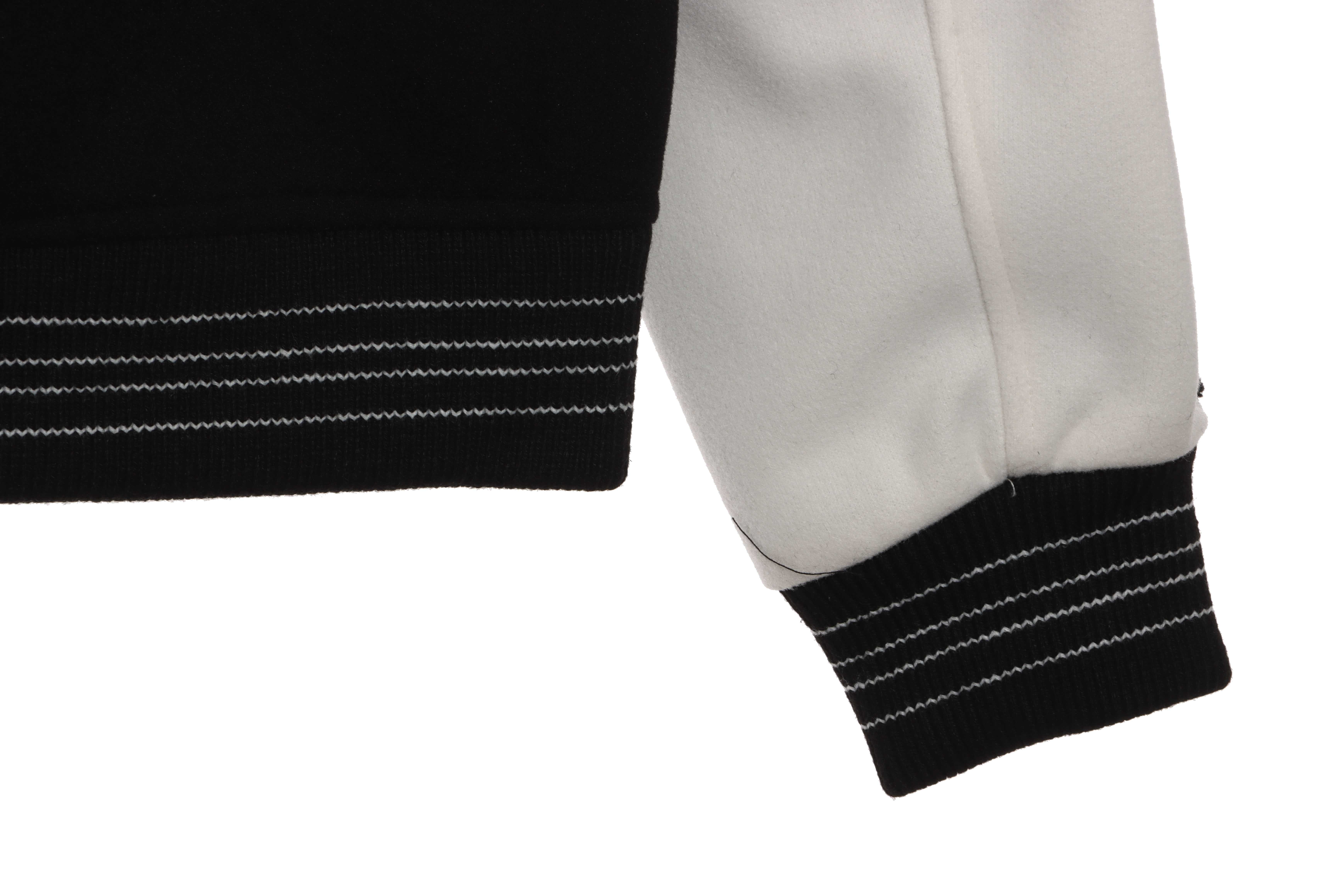 AMI Paris Bone Wool Colorblock Sleeve Baseball Jacket