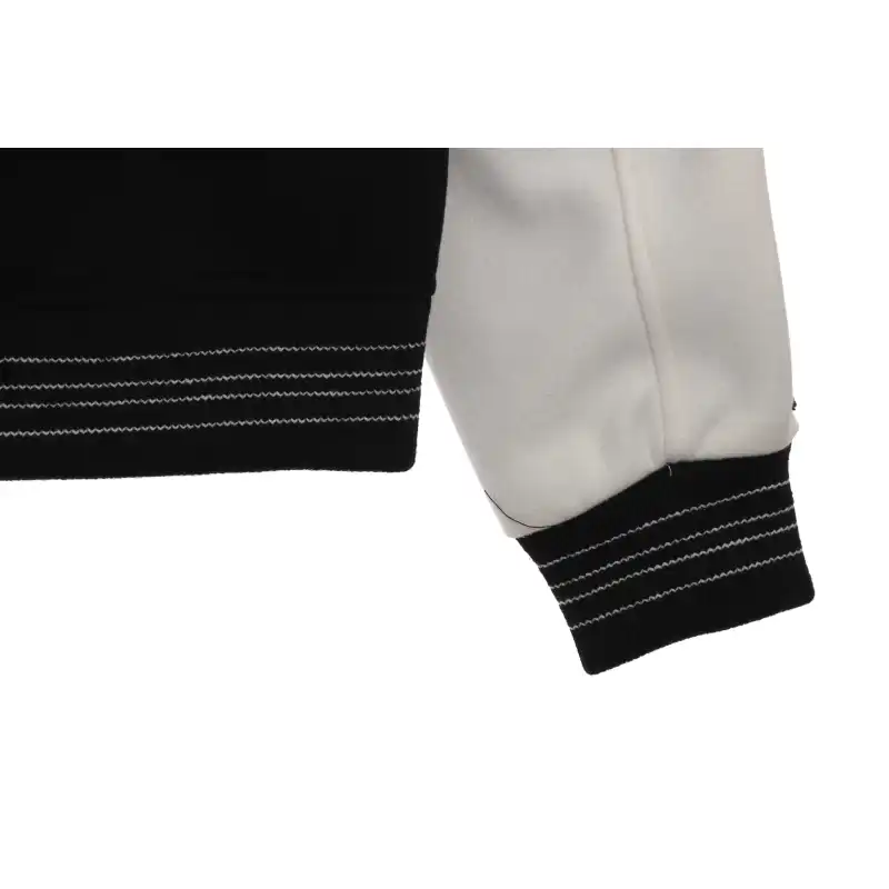 AMI Paris Bone Wool Colorblock Sleeve Baseball Jacket