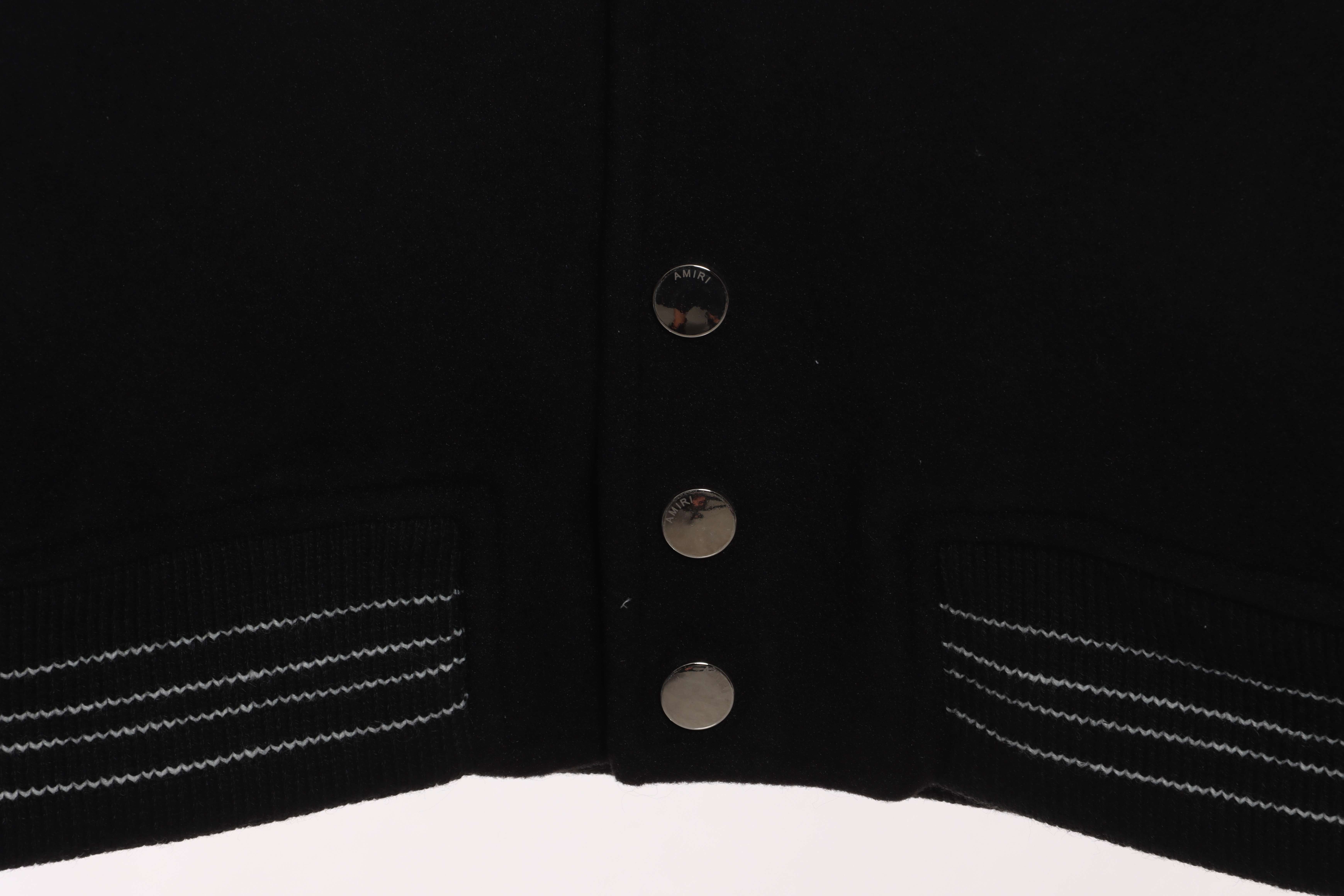 AMI Paris Bone Wool Colorblock Sleeve Baseball Jacket