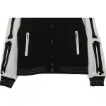 AMI Paris Bone Wool Colorblock Sleeve Baseball Jacket