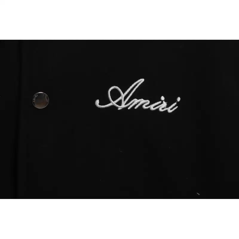 AMI Paris Bone Wool Colorblock Sleeve Baseball Jacket