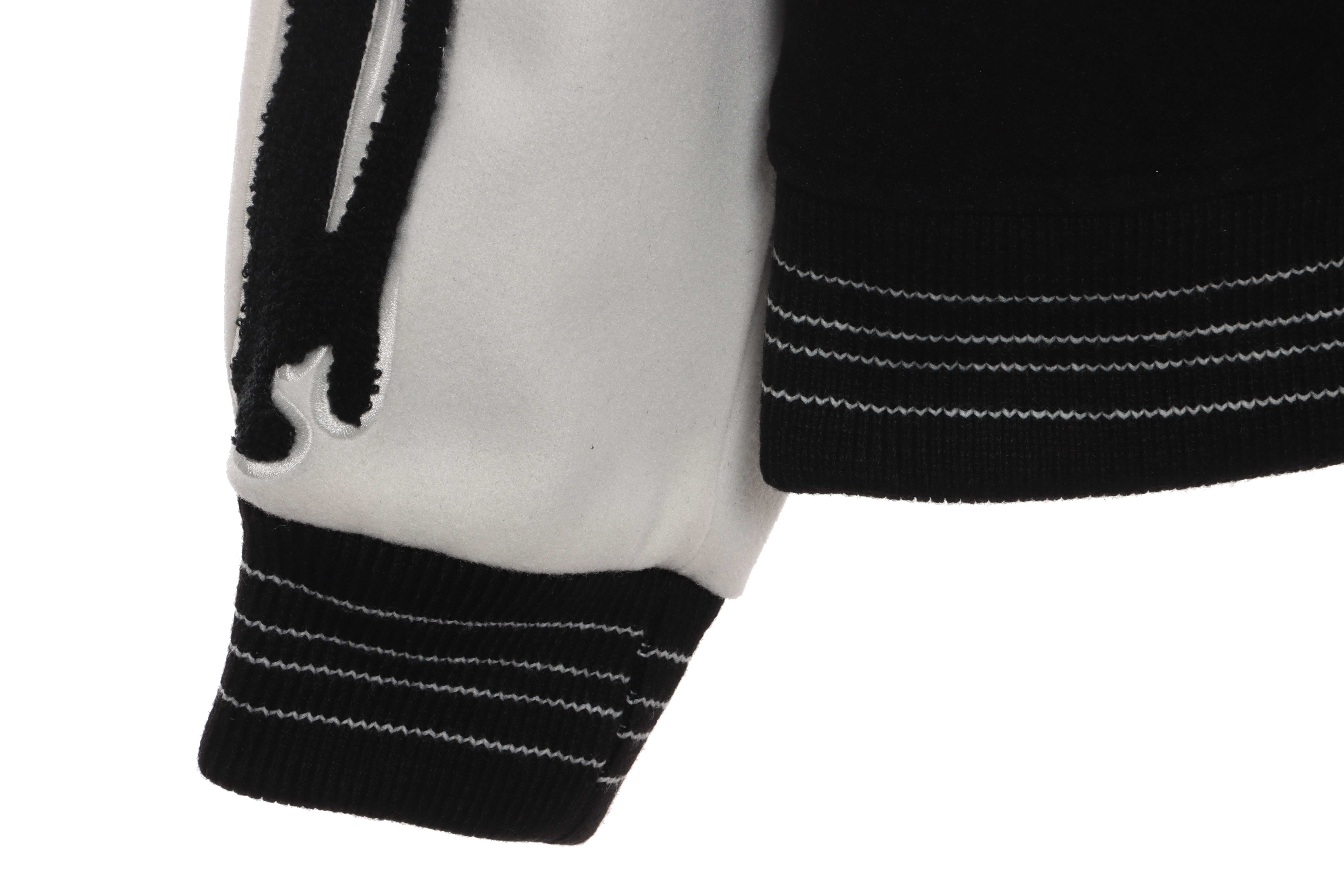 AMI Paris Bone Wool Colorblock Sleeve Baseball Jacket