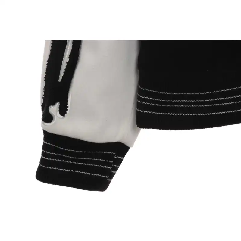AMI Paris Bone Wool Colorblock Sleeve Baseball Jacket