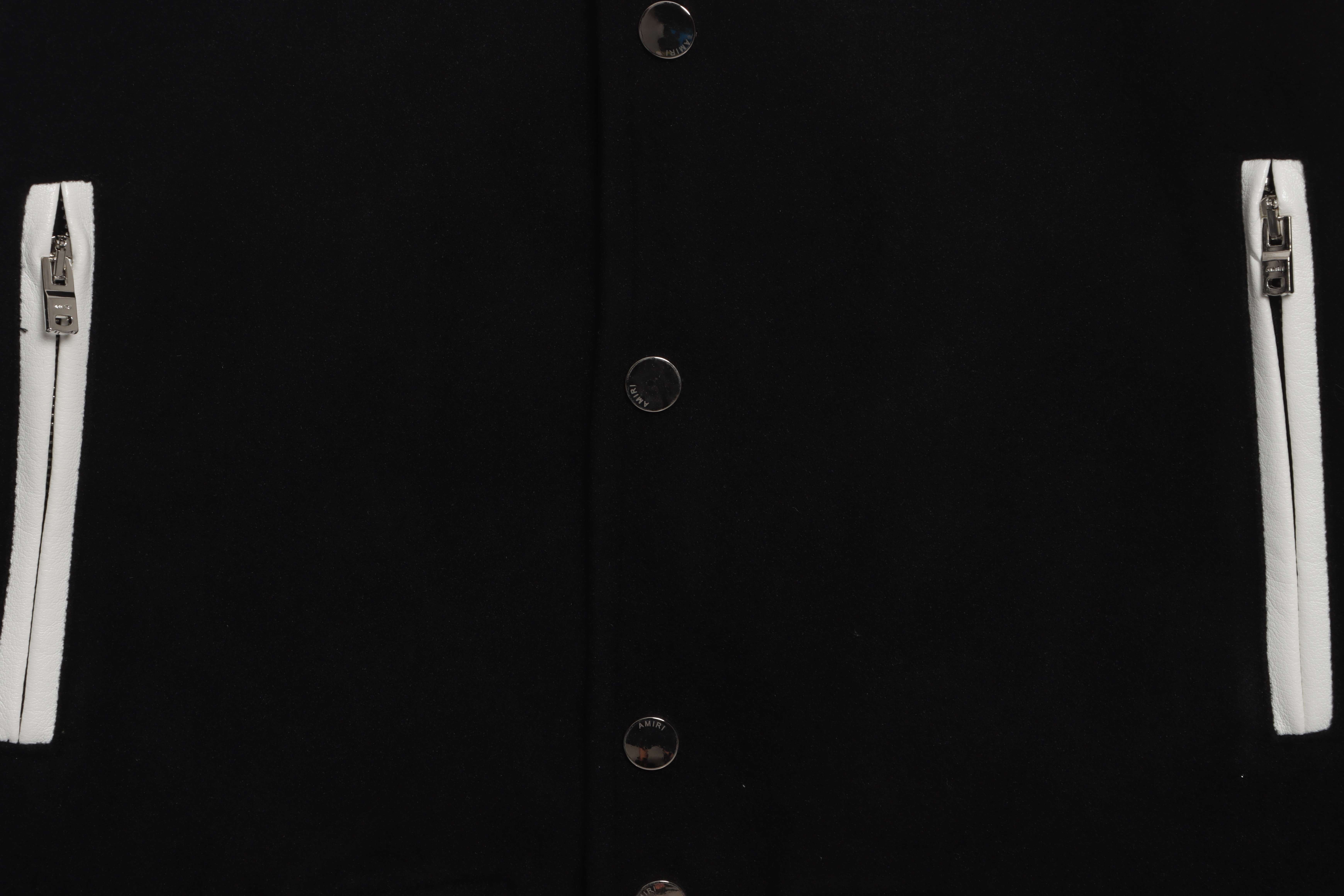 AMI Paris Bone Wool Colorblock Sleeve Baseball Jacket