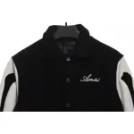 AMI Paris Bone Wool Colorblock Sleeve Baseball Jacket
