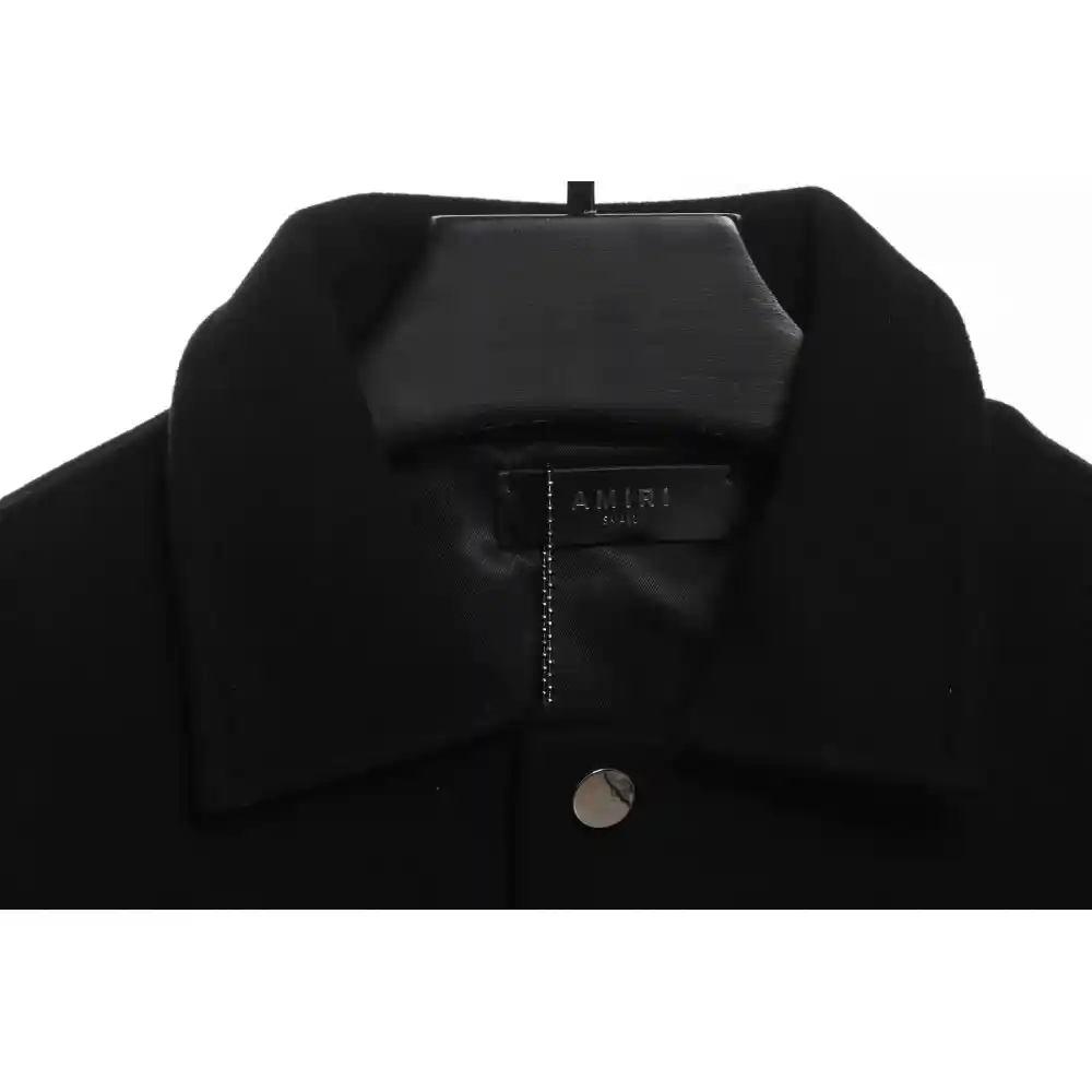 AMI Paris Bone Wool Colorblock Sleeve Baseball Jacket