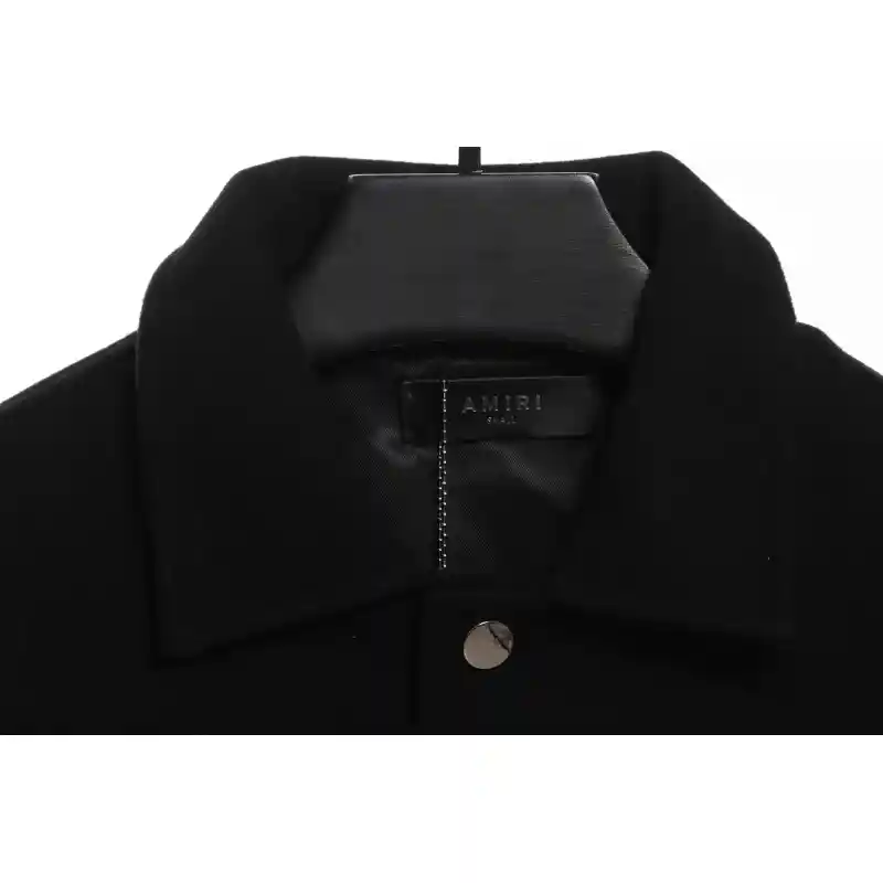 AMI Paris Bone Wool Colorblock Sleeve Baseball Jacket