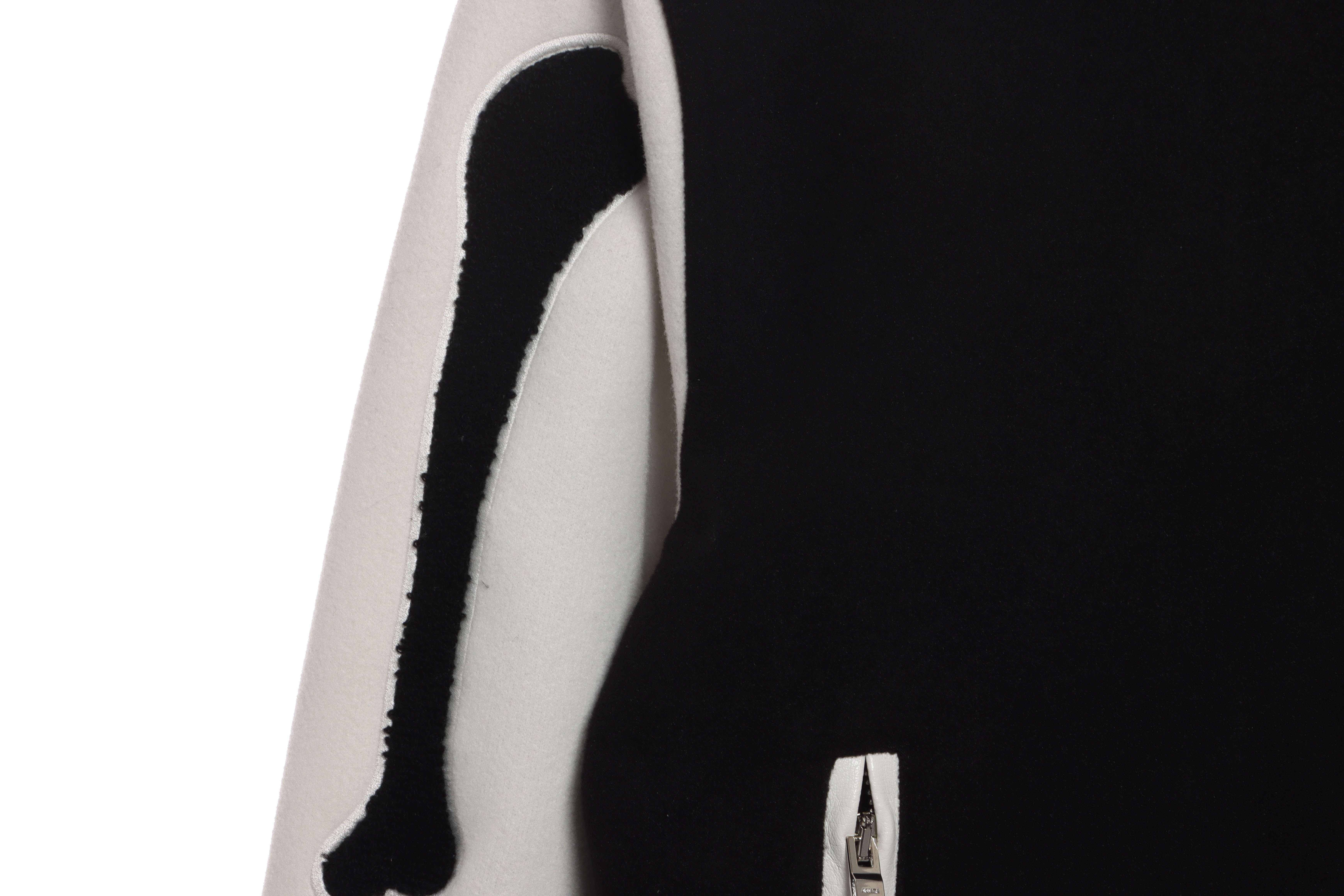 AMI Paris Bone Wool Colorblock Sleeve Baseball Jacket