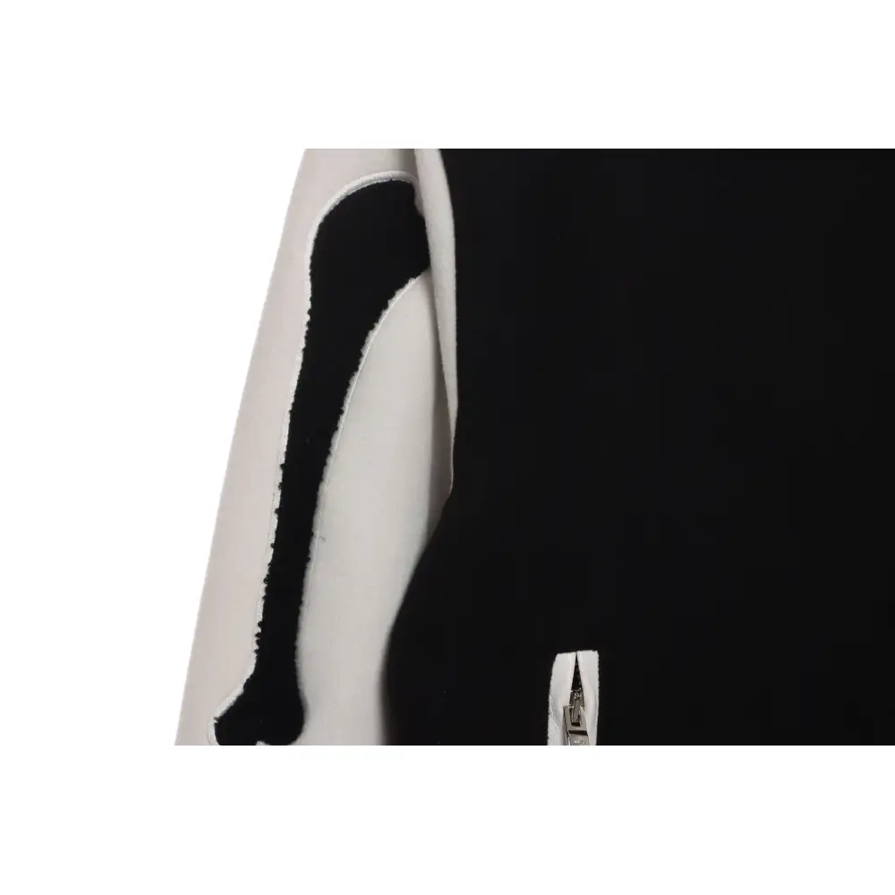 AMI Paris Bone Wool Colorblock Sleeve Baseball Jacket