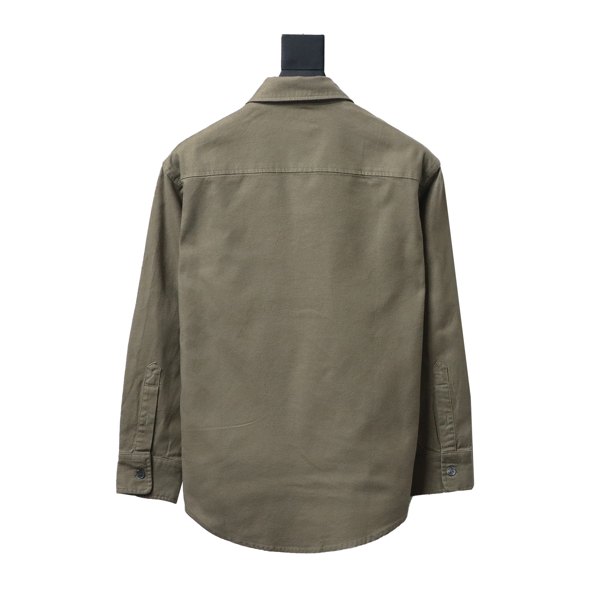 AMI Paris Pocket Heart Solid Color Long Sleeve Shirt Brown