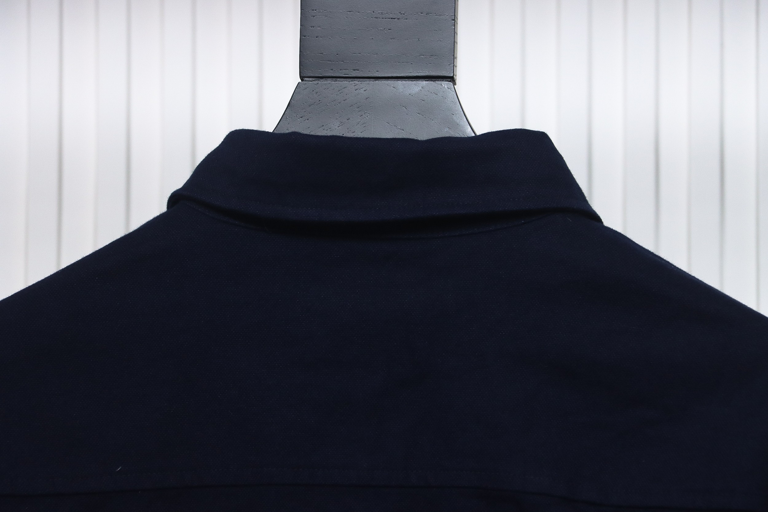 AMI Paris Pocket Heart Solid Color Long Sleeve Shirt Dark Blue