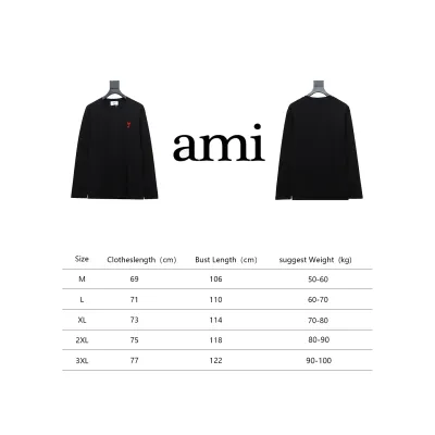 AMI Paris Small Love Logo Embroidered Long-Sleeved T-shirt Black 02