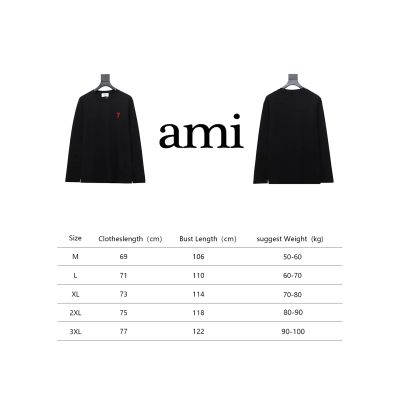 AMI Paris Small Love Logo Embroidered Long-Sleeved T-shirt Black 02
