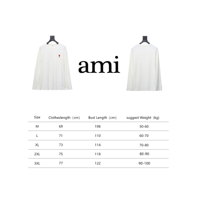 AMI Paris Small Love Logo Embroidered Long-Sleeved T-shirt White 02