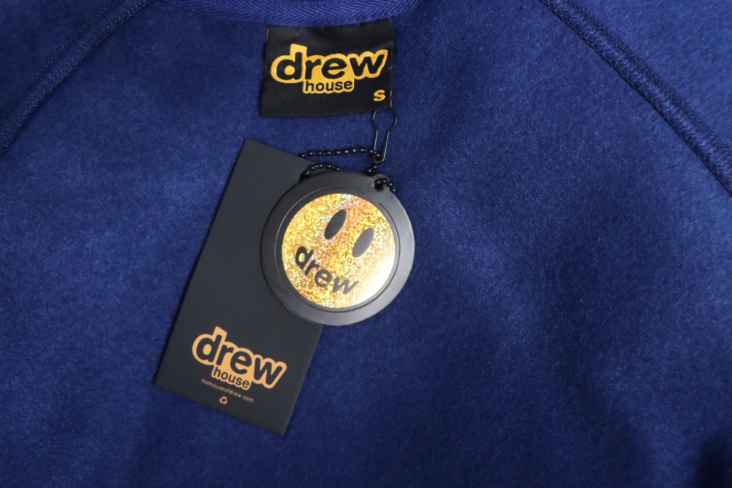 DREW HOUSE 24FW Dice Smiley Face Crewneck Hoodie Dark Blue