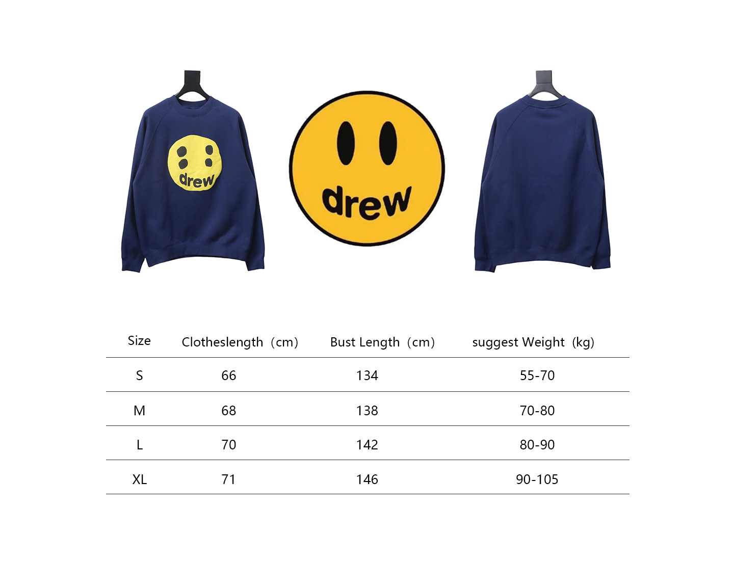 DREW HOUSE 24FW Dice Smiley Face Crewneck Hoodie Dark Blue