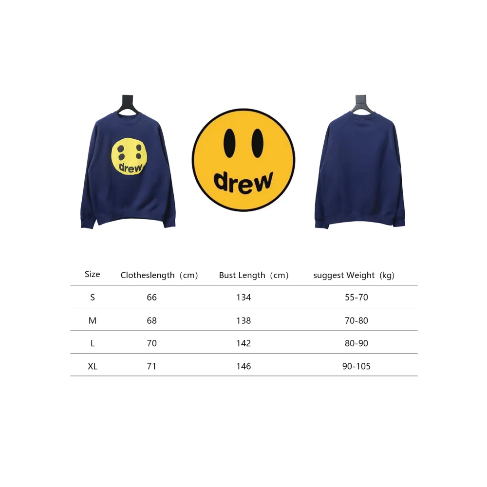 DREW HOUSE 24FW Dice Smiley Face Crewneck Hoodie Dark Blue