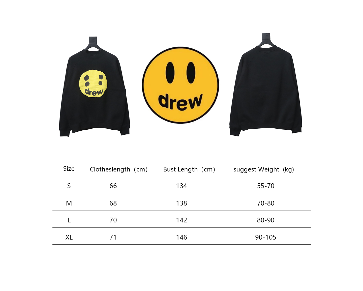 DREW HOUSE 24FW Dice Smiley Face Crewneck Hoodie Black