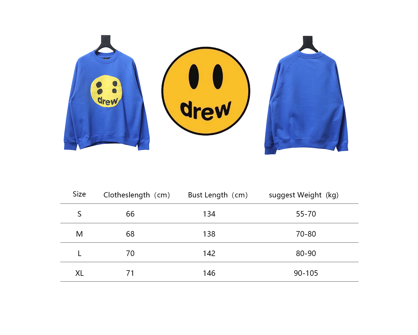 DREW HOUSE 24FW Dice Smiley Face Crewneck Hoodie Blue
