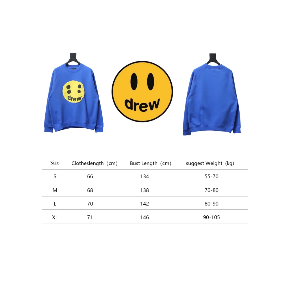 DREW HOUSE 24FW Dice Smiley Face Crewneck Hoodie Blue