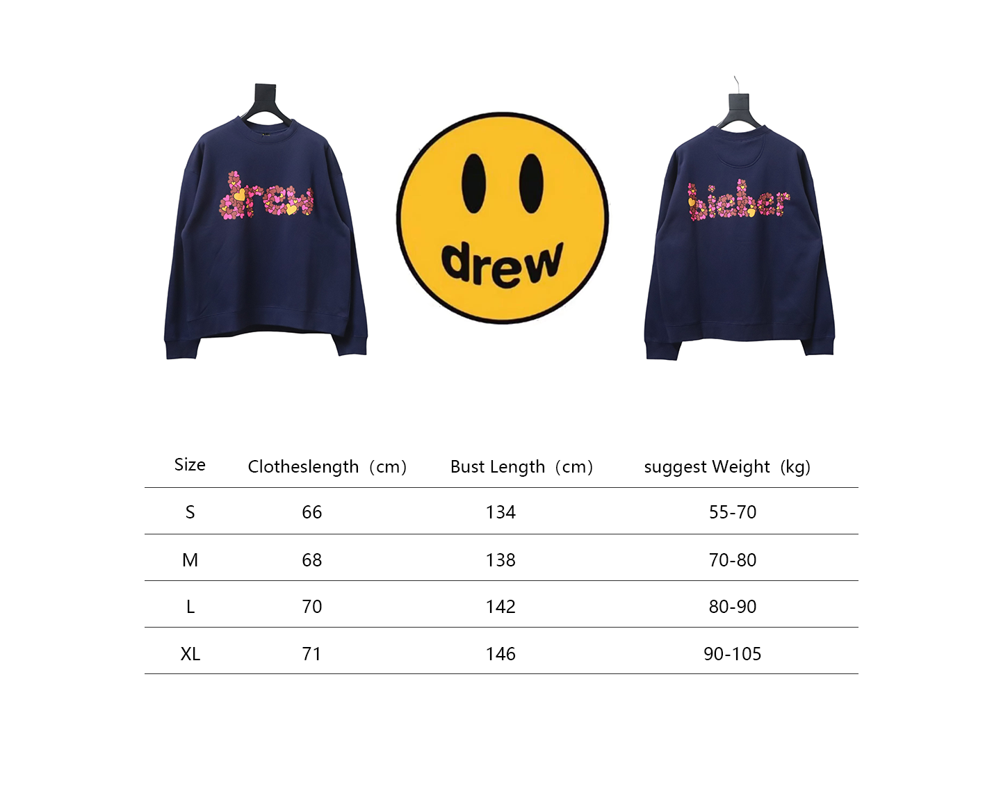 DREW HOUSE 24FW Flower Heart Round Neck Hoodie