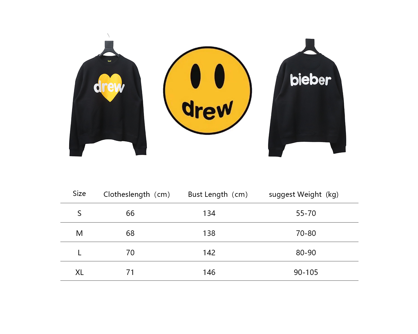 DREW HOUSE 24FW Yellow Heart LOGO Crewneck Hoodie