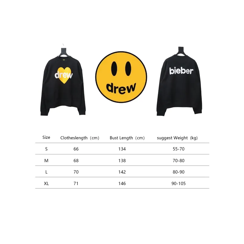 DREW HOUSE 24FW Yellow Heart LOGO Crewneck Hoodie