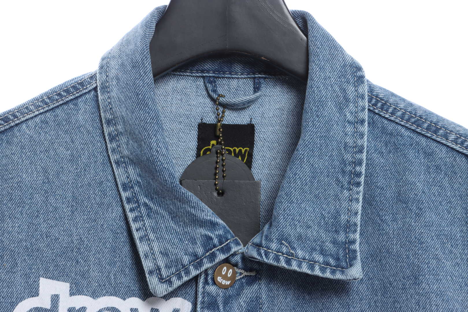 DREW Smiley Face Washed Distressed Denim Jacket