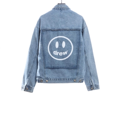 DREW Smiley Face Washed Distressed Denim Jacket 02