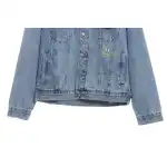 DREW Smiley Face Washed Distressed Denim Jacket