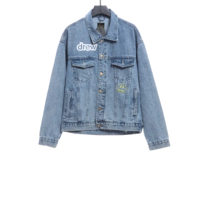 DREW Smiley Face Washed Distressed Denim Jacket 01