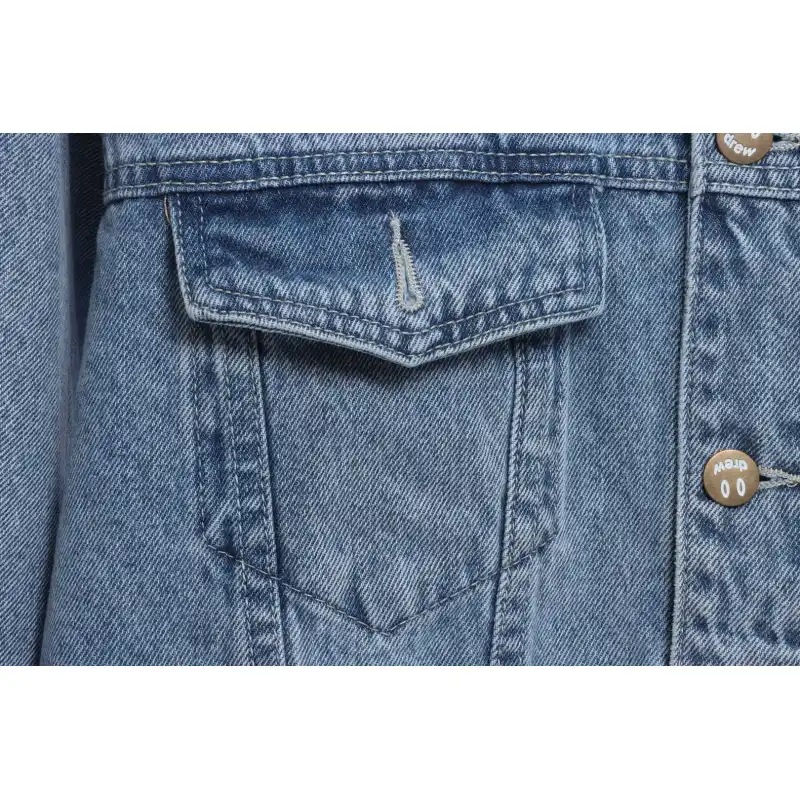 DREW Smiley Face Washed Distressed Denim Jacket
