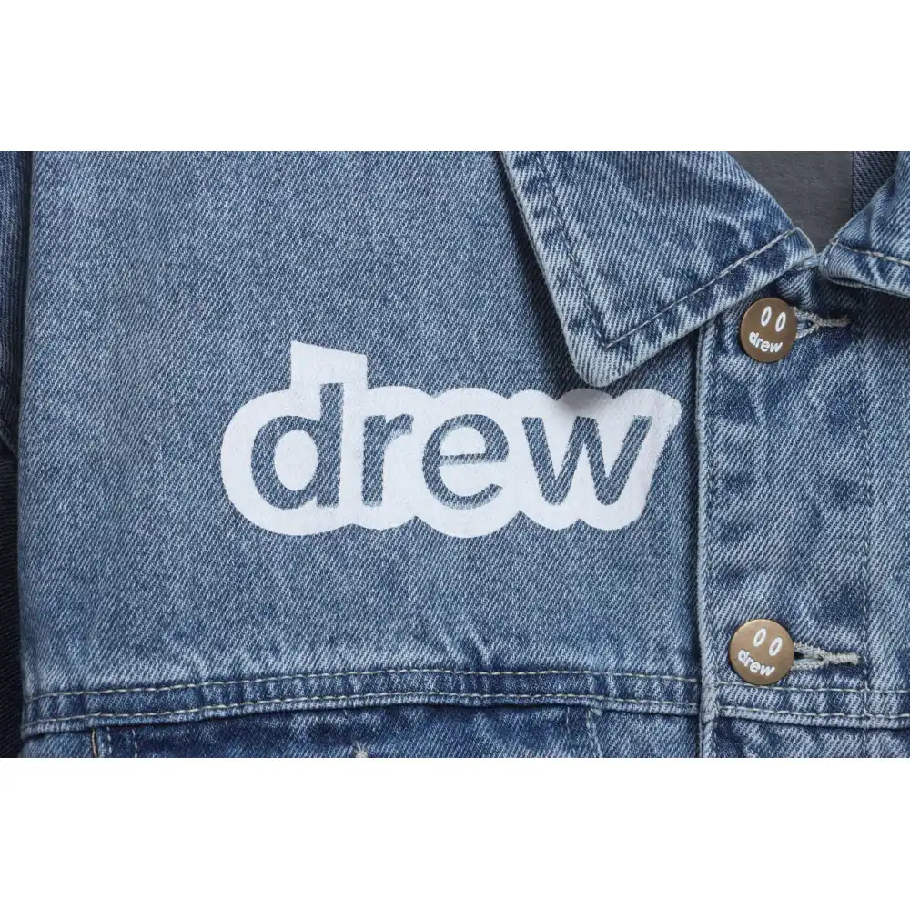 DREW Smiley Face Washed Distressed Denim Jacket