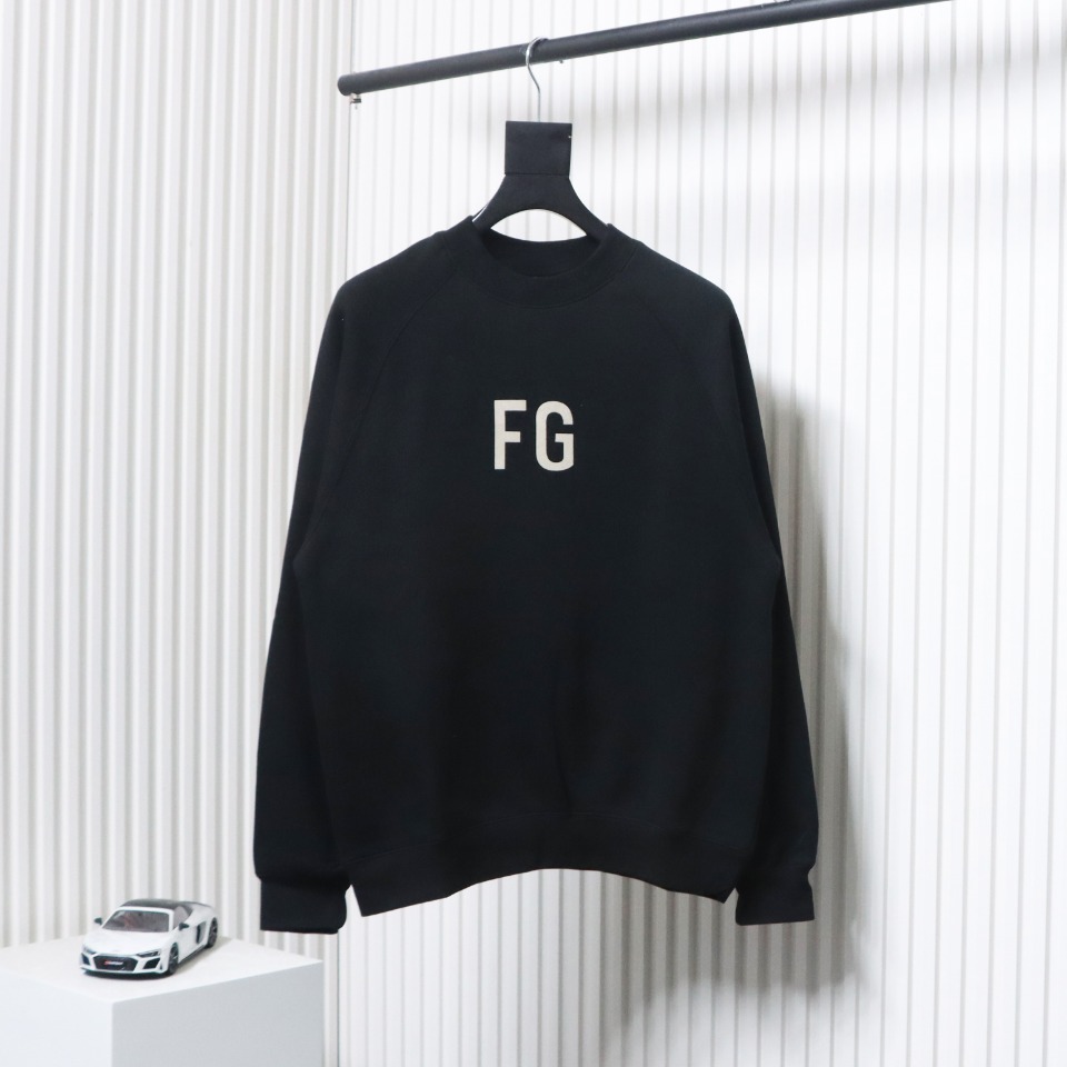 Fear of God Double-Line 24FW FG Lettering Round Neck Hoodie Black